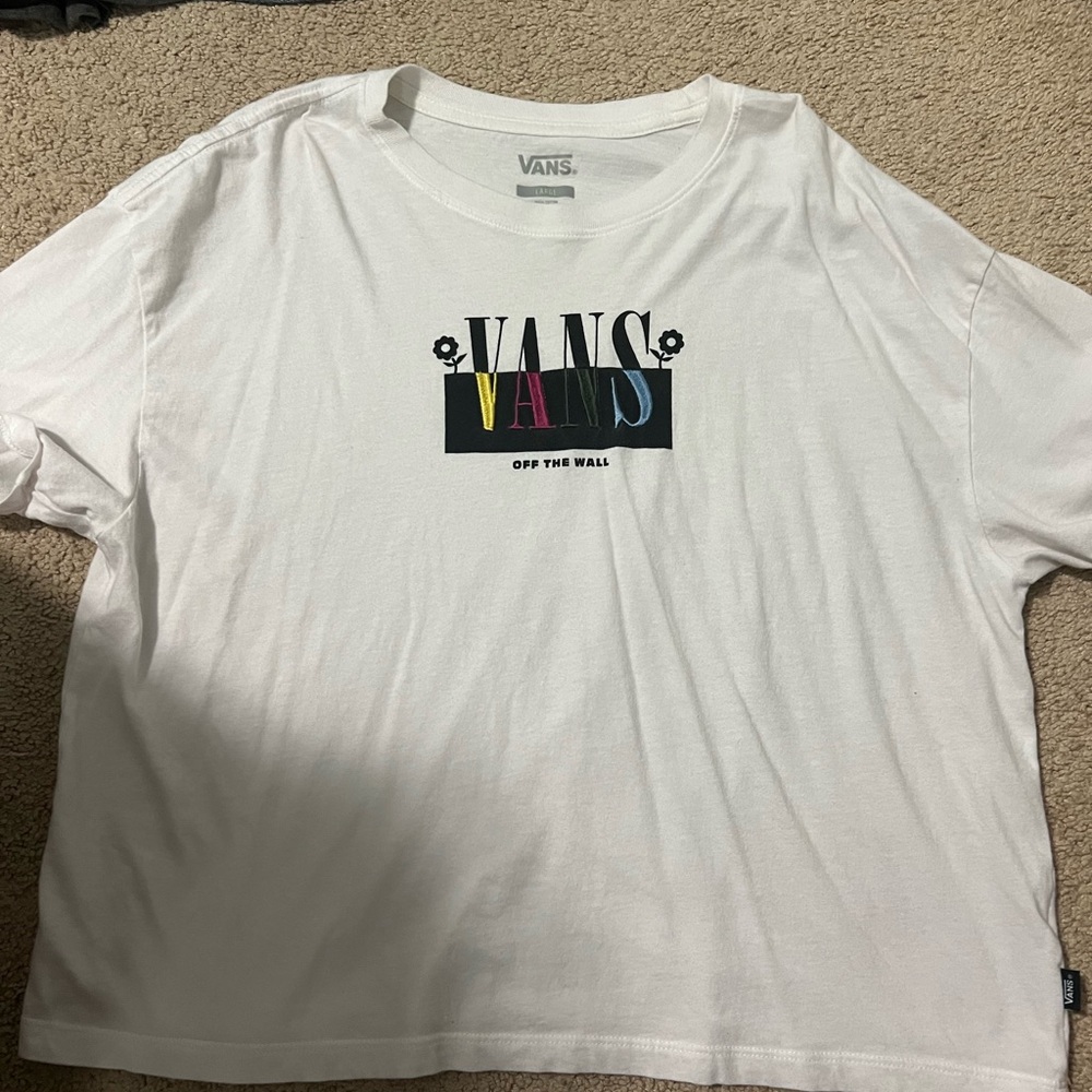 Vans White Cropped T-Shirt “Vans” logo